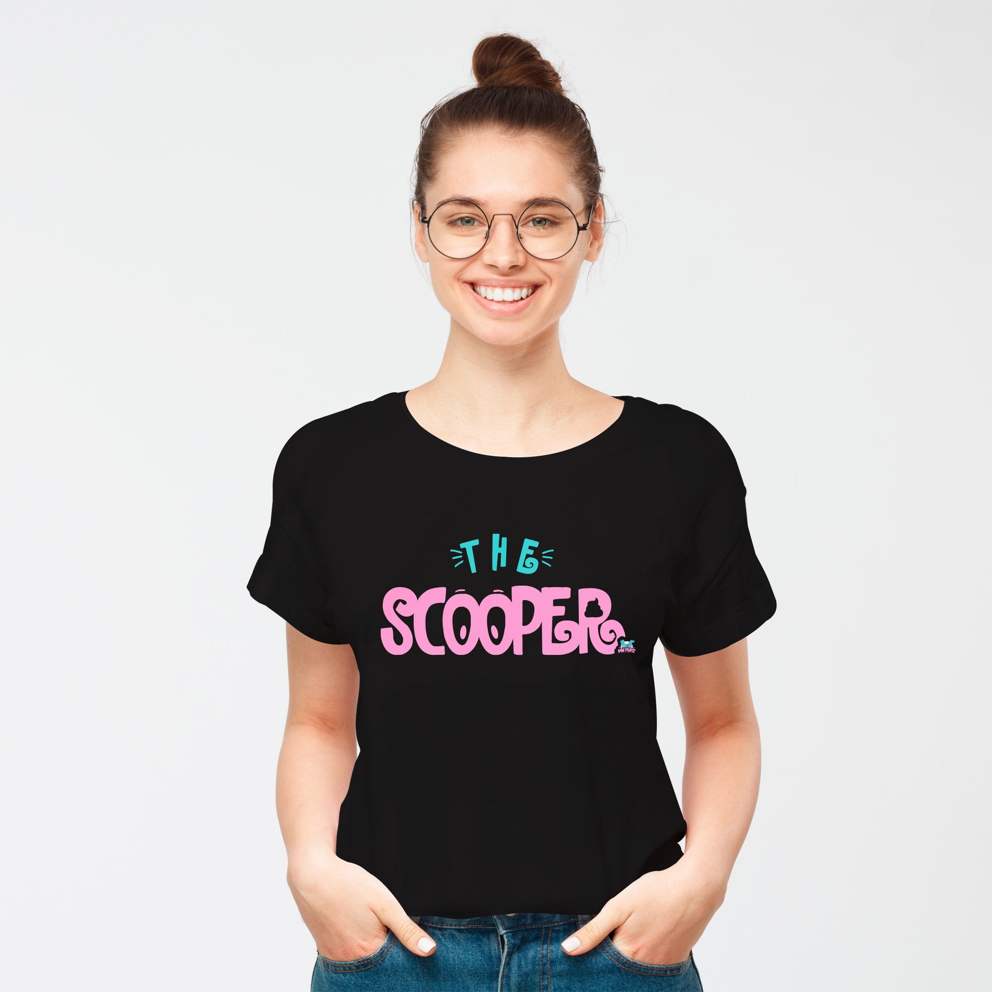 Funny t shirts for dog lovers and a perfect gift idea for dog "pawrents". Custom text print "The Scooper". Good quality t-shirt 100% pre-shrunk cotton, classic fit. Available in red and black colours.