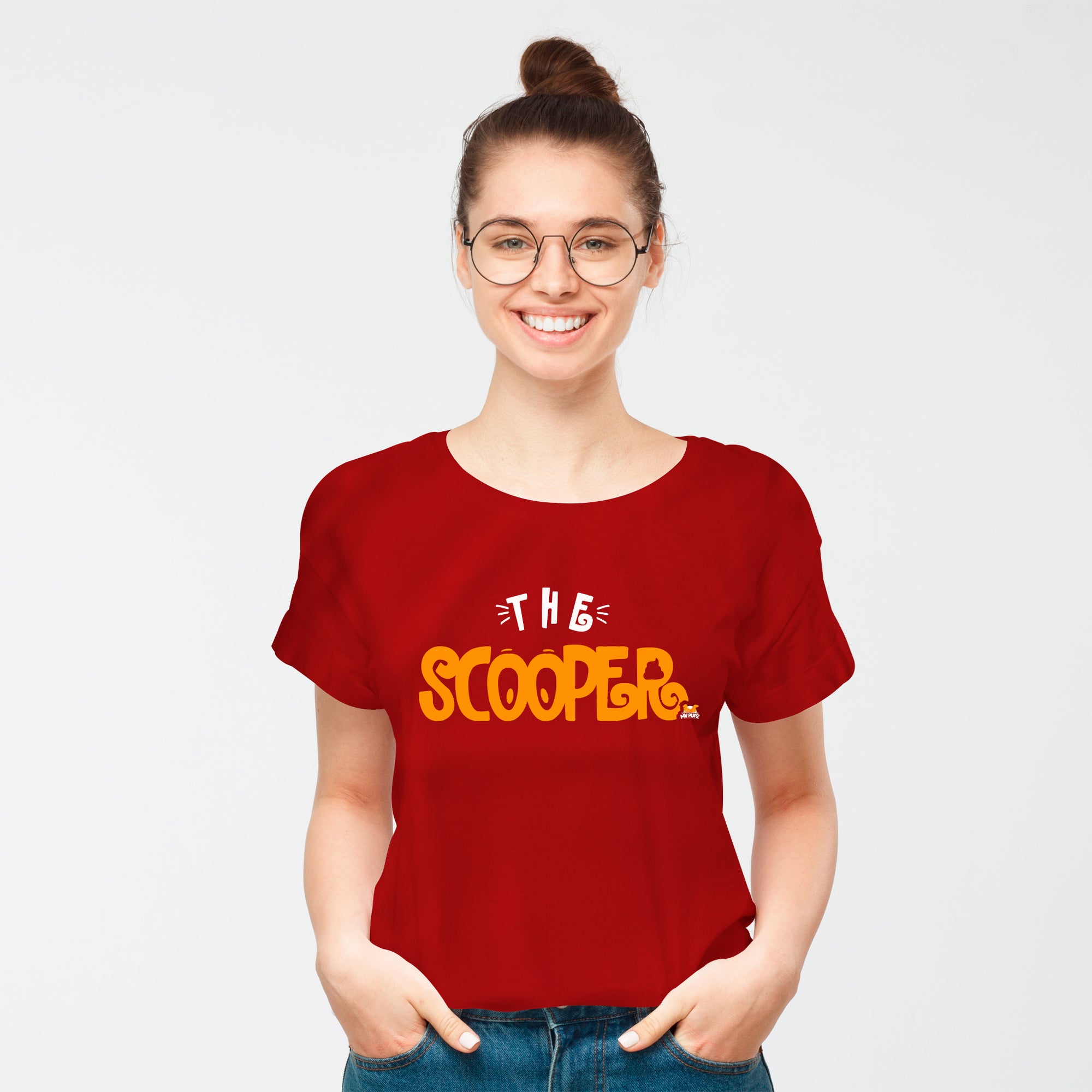 Funny t shirts for dog lovers and a perfect gift idea for dog "pawrents". Custom text print "The Scooper". Good quality t-shirt 100% pre-shrunk cotton, classic fit. Available in red and black colours.