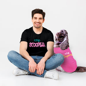 Funny dog tank top and a perfect gift idea for your furry friends. Custom text print "The Pooper". Good quality t-shirt 65% cotton 35% polyester soft material. Available colours black, red, pink and light blue.