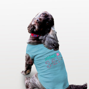 Funny dog tank top to showcase your pup's need for speed. Custom text print "Zoomies in 3.2.1". Good quality t-shirt 65% cotton 35% polyester soft material. Available colours black, red, pink and light blue.